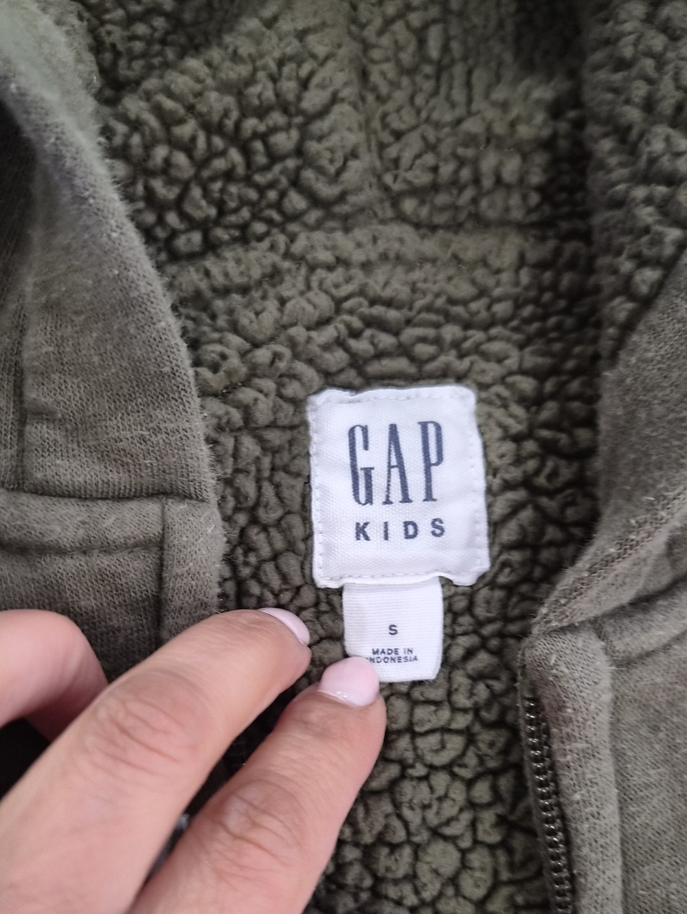 GAP Kids Olive Green Sherpa-Lined Zip Jacket